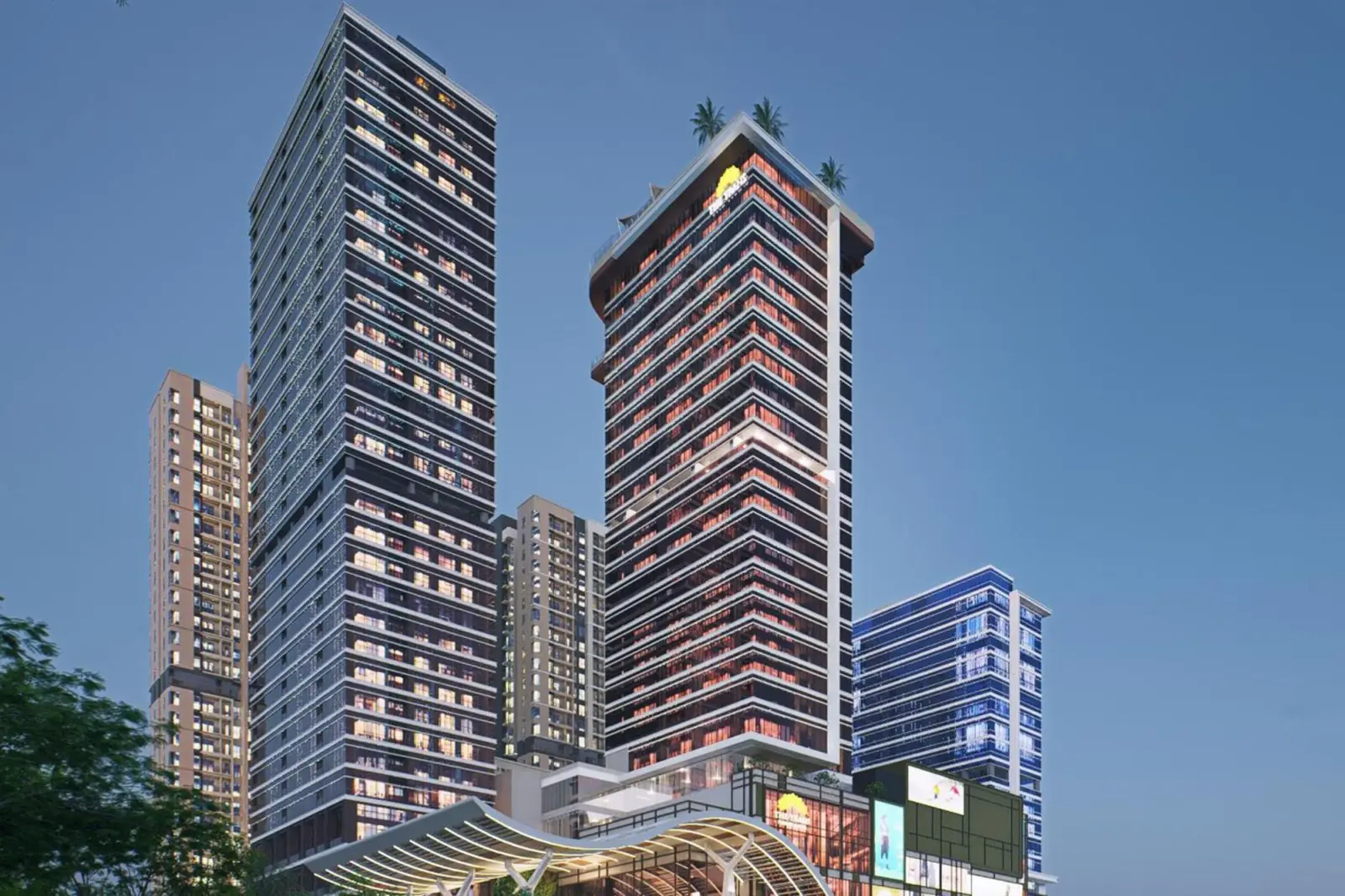 Exterior view of The Trans Luxury Hotel Surabaya showcasing modern architecture